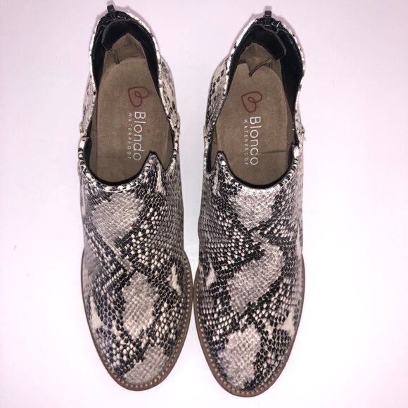 NWOT Blondo Neda Ankle Boots Snake Skin Print Leather Waterproof Booties Size 7 - Picture 2 of 12
